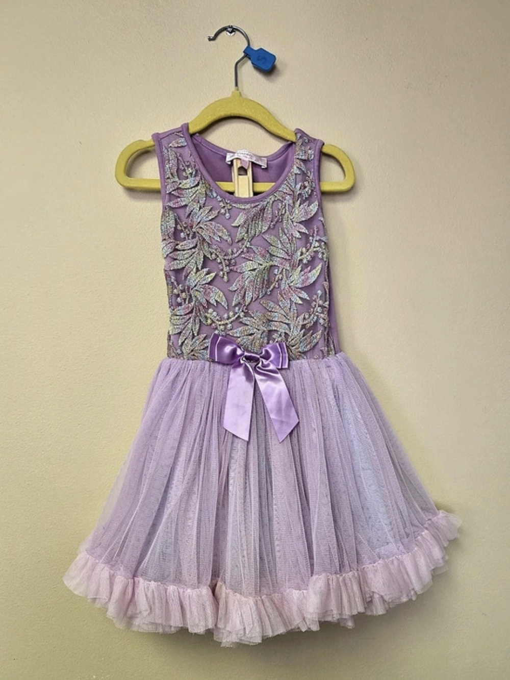 Popatu Little Girls Purple and Silver Floral Petti Dress Purple & Pink Floral 4t